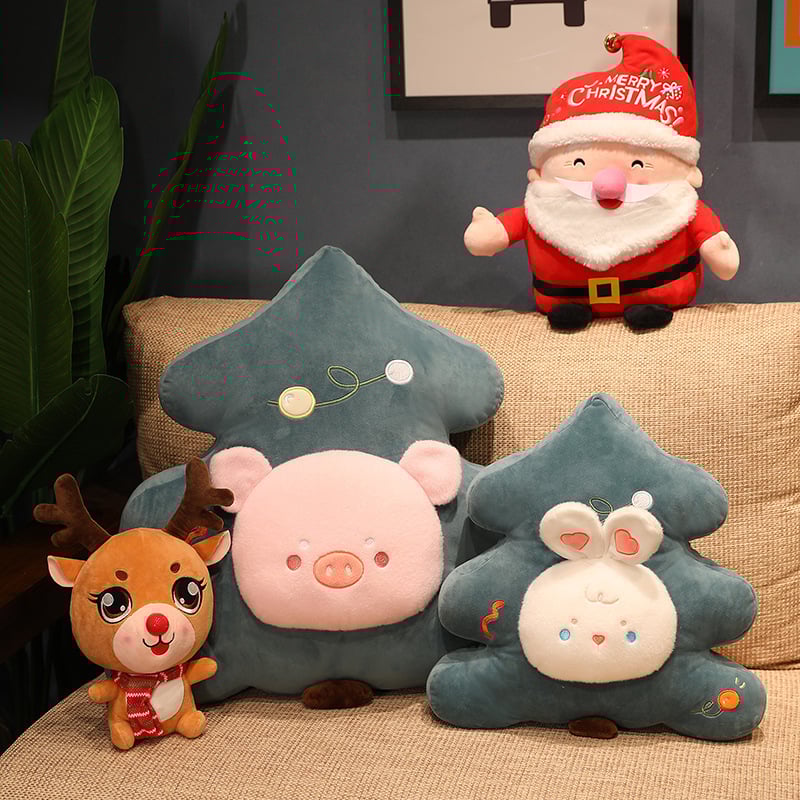 Perne decor pluş cu Moș Crăciun și ren pentru brad, cu umplutură PP bumbac; pluș de înaltă calitate; Categoria: articole din pluș; Tip model: Altul