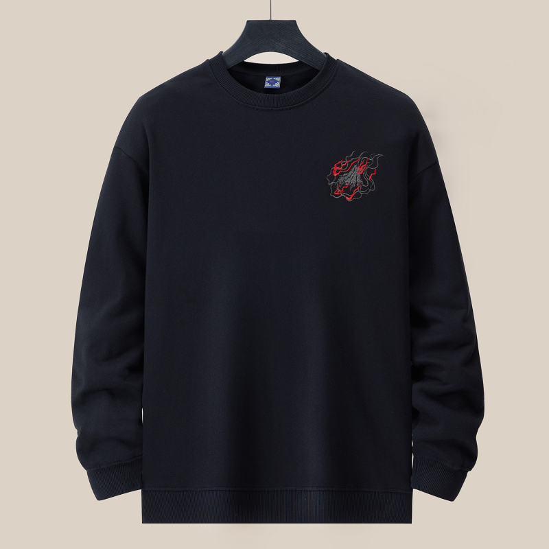 Baobedi bavlnený sveter s fleecovou podšívkou, vyšitý detail, voľný strih