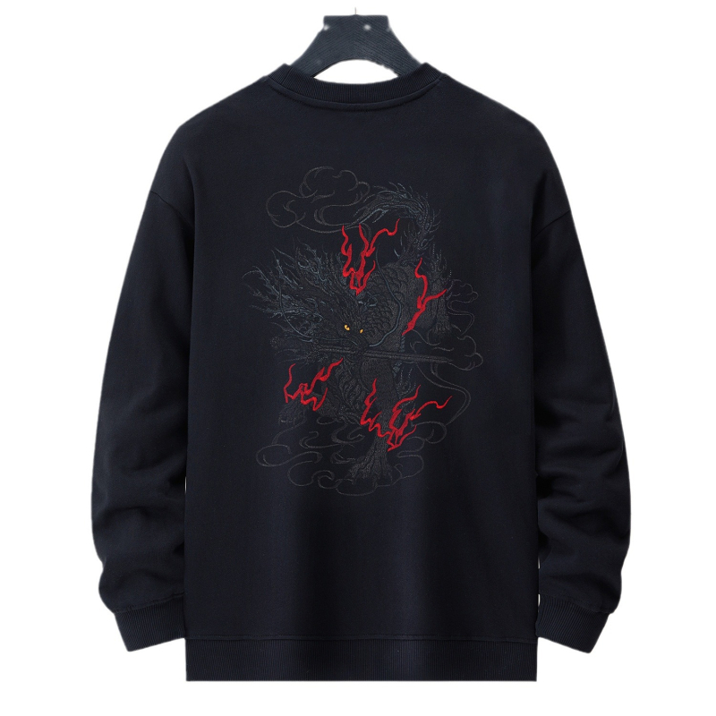 Baobedi bavlnený sveter s fleecovou podšívkou, vyšitý detail, voľný strih