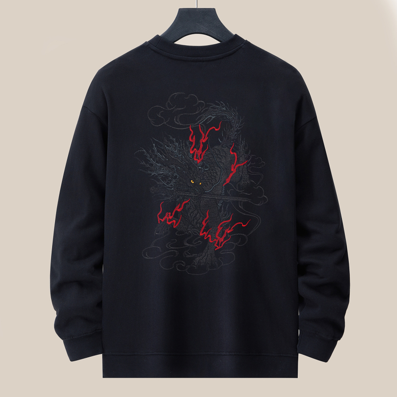 Baobedi bavlnený sveter s fleecovou podšívkou, vyšitý detail, voľný strih