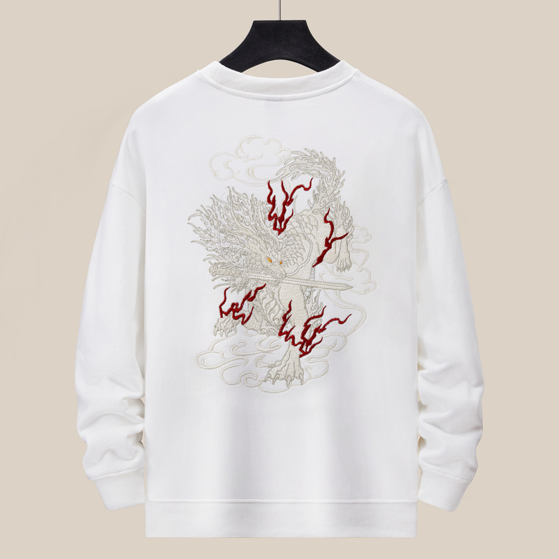 Baobedi bavlnený sveter s fleecovou podšívkou, vyšitý detail, voľný strih