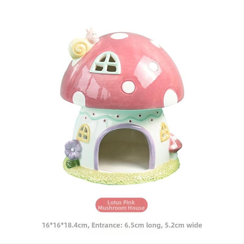 Keramický set pre škrečka: hniezdo, misky na jedlo a vodu so držiakom – Bai Nian Will