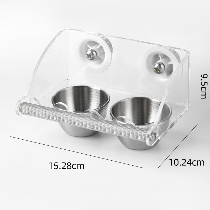Vas de hrănire pentru papagali din metal — brand Yaochongji; destinat păsărilor; rase: Peony Parrot, Xuanfeng Parrot, Tiger Skin Parrot, Sun Conure Parrot, Monk Parrot, Golden Sun Parrot, Caique Parrot.