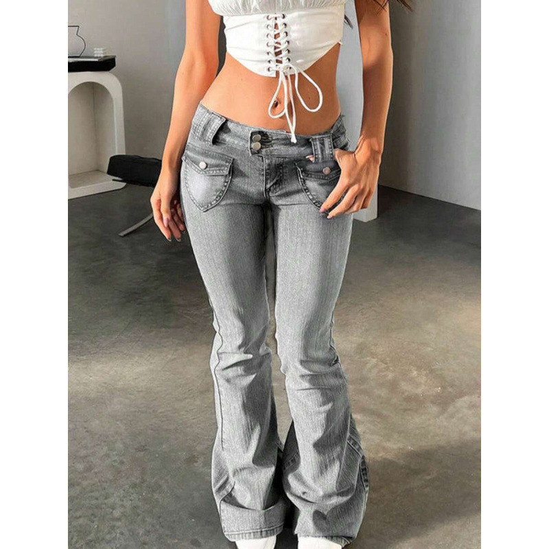 Dámske džínsy z denimu – štíhla silueta, rovný strih nohavíc, fleece podšívka, dvojitá pásová oblasť, zapínanie na šnúrku