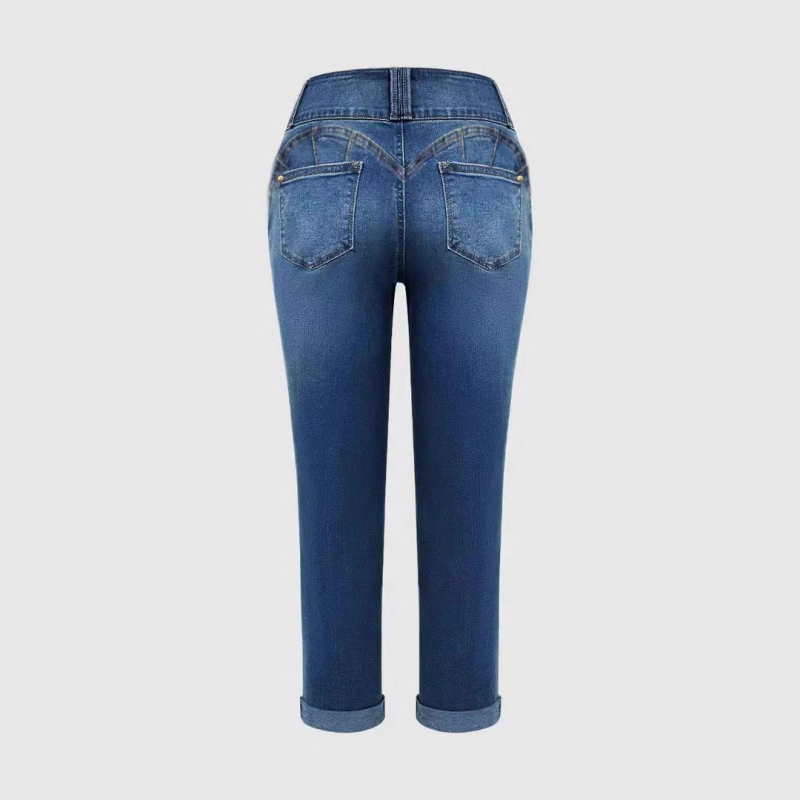 Džíny Slim Fit s vysokým pásom, vysoká elasticita, ručne distresované úpravy