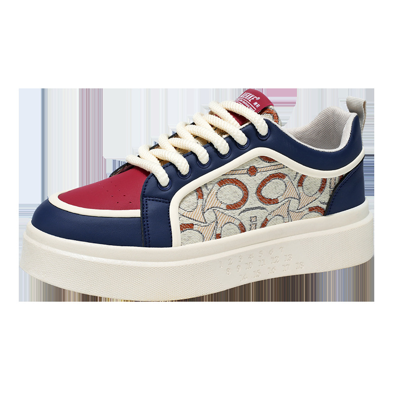 Pánske tenisky s hrubou podrážkou na jar 2025, priedušné potlačené športovo-casual topánky, predné šnurovanie, nízky vrch, gumová podrážka, textilná výstelka