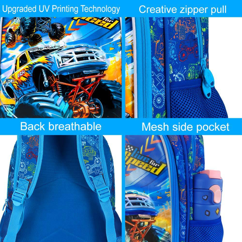 Dječji školski ruksak – trodijelni set: vodootporan, lagan i prozračan, anime motiv, poliester