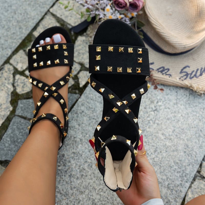 Sandále s jedným remienkom, vrchná vrstva z umelej kože, gumová podrážka, okrúhla špička, vzadu zips