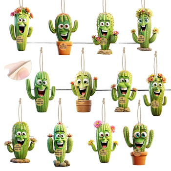 Drevená visacia ozdoba, kód produktu 01, Značka Independent, Motív kaktus, Dekor pre domov, kanceláriu alebo triedu