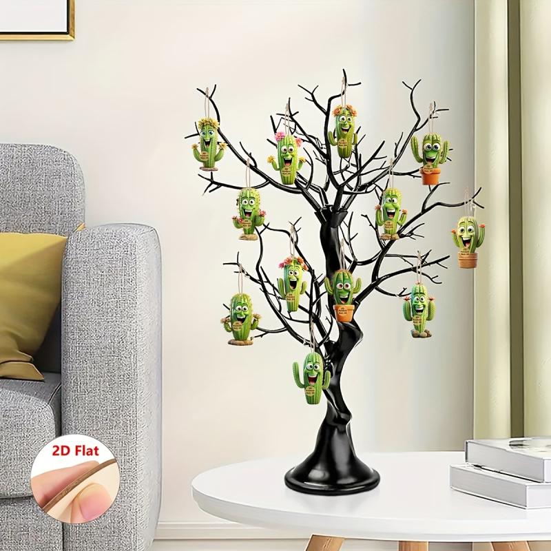 Drevená visacia ozdoba, kód produktu 01, Značka Independent, Motív kaktus, Dekor pre domov, kanceláriu alebo triedu