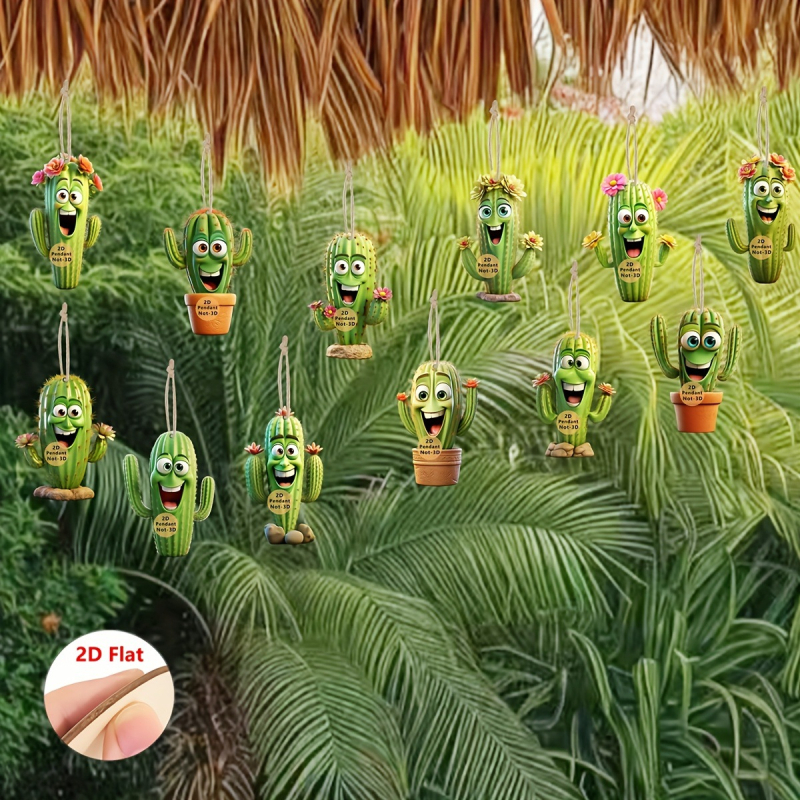 Drevená visacia ozdoba, kód produktu 01, Značka Independent, Motív kaktus, Dekor pre domov, kanceláriu alebo triedu