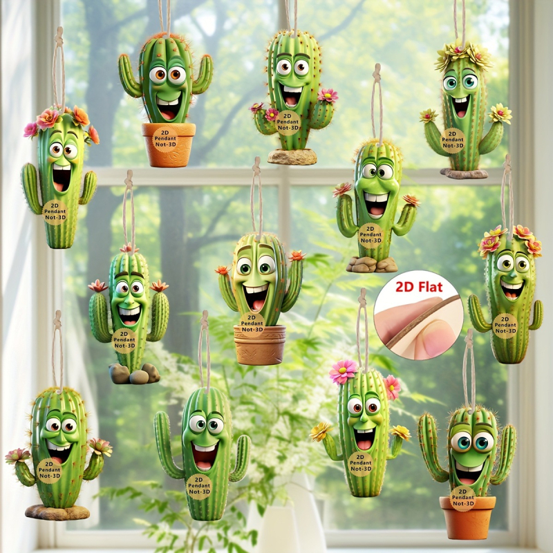 Drevená visacia ozdoba, kód produktu 01, Značka Independent, Motív kaktus, Dekor pre domov, kanceláriu alebo triedu