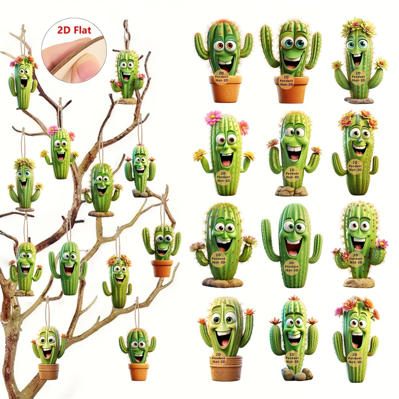 Drevená visacia ozdoba, kód produktu 01, Značka Independent, Motív kaktus, Dekor pre domov, kanceláriu alebo triedu