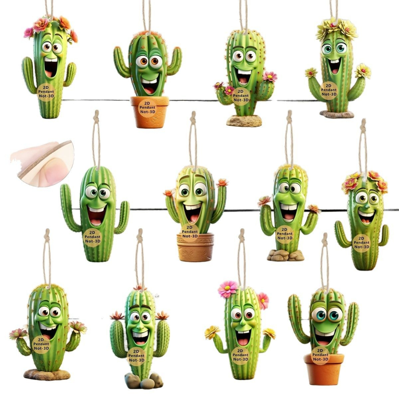 Drevená visacia ozdoba, kód produktu 01, Značka Independent, Motív kaktus, Dekor pre domov, kanceláriu alebo triedu