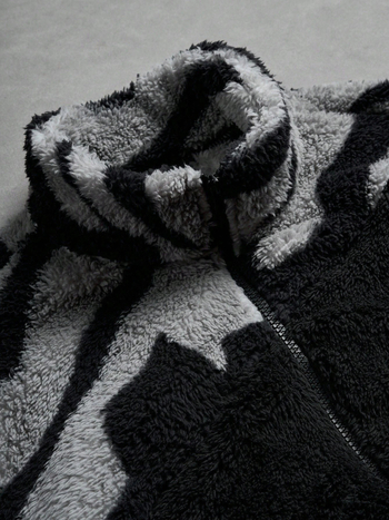 Cardigan cu Color Block, fermoar, guler Stand, croială lejeră, fibră de viscose