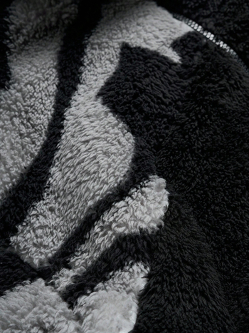 Cardigan cu Color Block, fermoar, guler Stand, croială lejeră, fibră de viscose