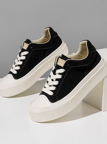 Pánske topánky: Korejský štýl loafers s hrubou podrážkou a zvýšením výšky (Horná časť: Ultra-Fiber Leather; Podrážka: Guma; Vnútorná vložka: PU)