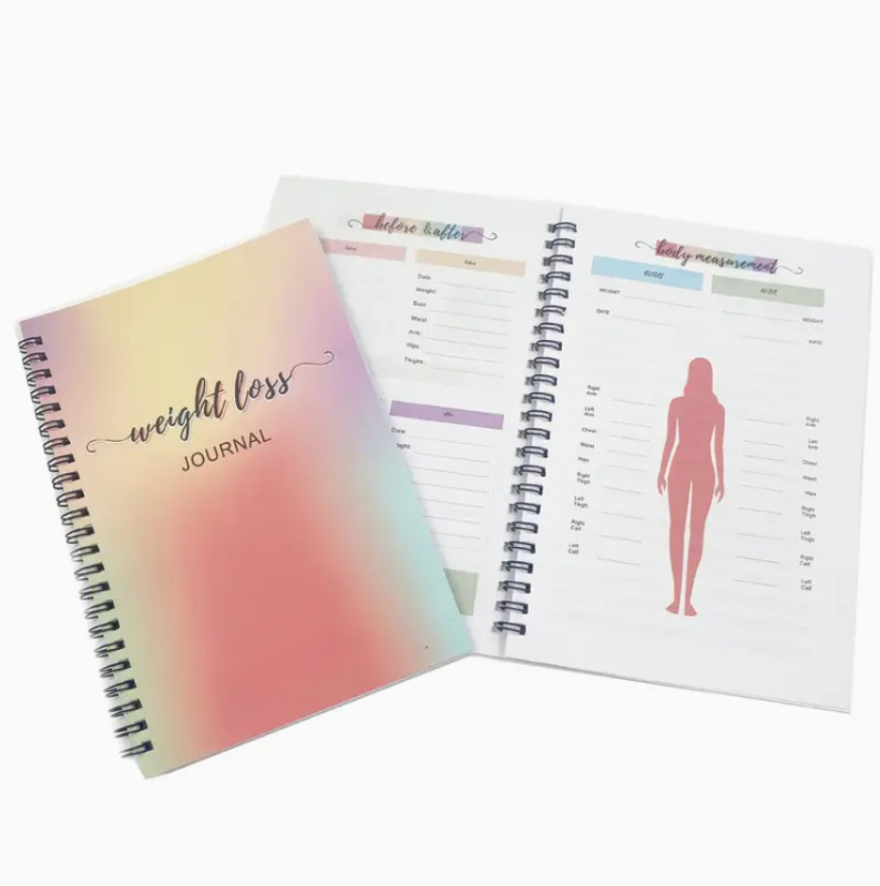 Poznámkovník plánu chudnutia, karikatúrny štýl, roztomilý a tvorivý, 100–200 strán, 80 gsm vnútorný papier, drôtové viaanie, model LH24