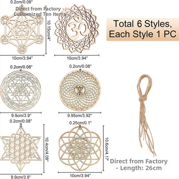 Drevený visací dekor s geometrickým vzorom pre DIY nástennú výzdobu | Značka: aalive | Materiál: drevo | Štýl: moderný minimalistický | Kód produktu: 250194