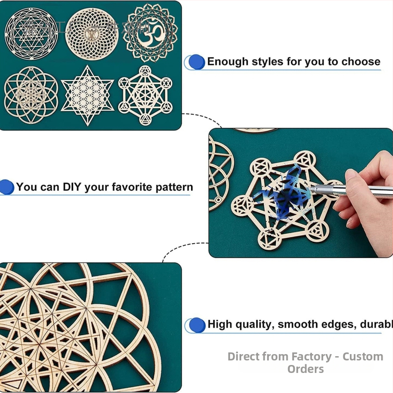 Drevený visací dekor s geometrickým vzorom pre DIY nástennú výzdobu | Značka: aalive | Materiál: drevo | Štýl: moderný minimalistický | Kód produktu: 250194