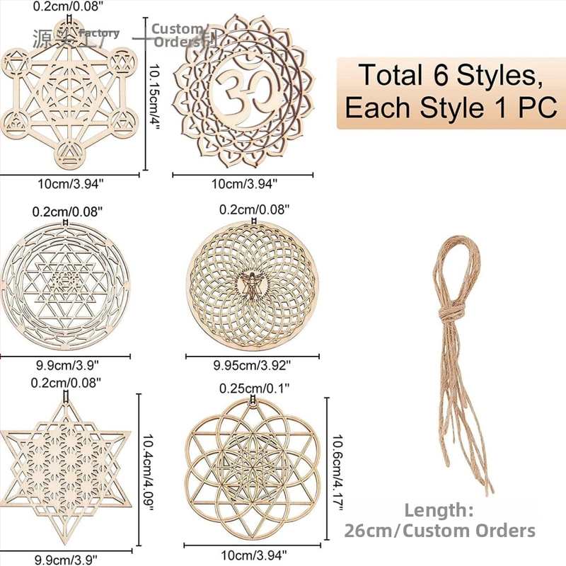 Drevený visací dekor s geometrickým vzorom pre DIY nástennú výzdobu | Značka: aalive | Materiál: drevo | Štýl: moderný minimalistický | Kód produktu: 250194