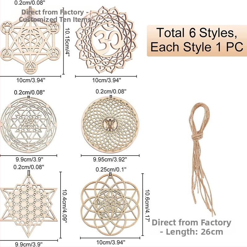 Drevený visací dekor s geometrickým vzorom pre DIY nástennú výzdobu | Značka: aalive | Materiál: drevo | Štýl: moderný minimalistický | Kód produktu: 250194