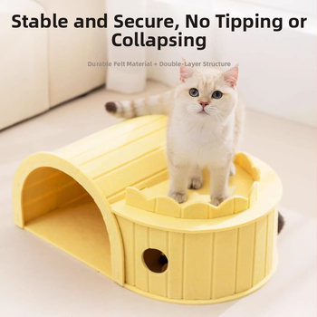 Mačacie hniezdo s tunelom z filcu a škrabkou – Všetko na jednom mieste, mačacie útočisko pre štyri ročné obdobia, odolné voči opotrebeniu a bez vytrhávania chlpov