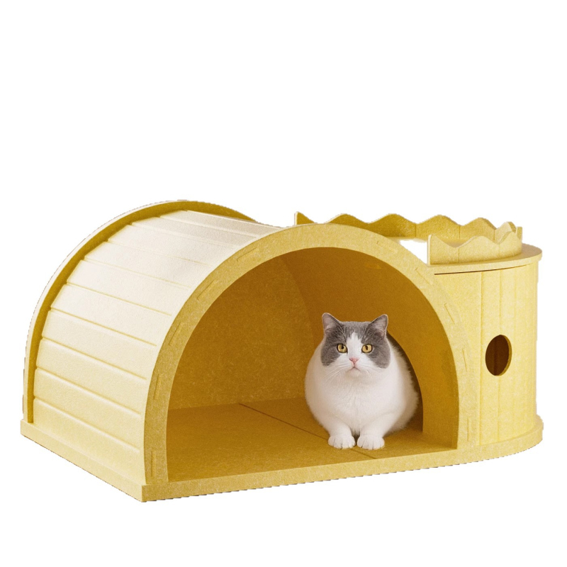 Mačacie hniezdo s tunelom z filcu a škrabkou – Všetko na jednom mieste, mačacie útočisko pre štyri ročné obdobia, odolné voči opotrebeniu a bez vytrhávania chlpov