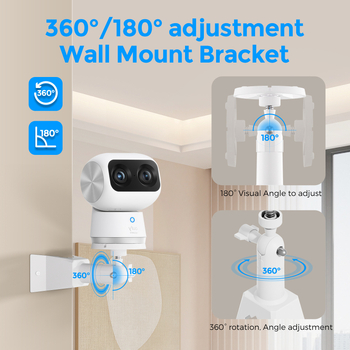 EufyS350 držiak na kameru do rohu — 360° otáčanie, hliníková zliatina, povrchová úprava palivové vstrekovanie, vnútorné aj vonkajšie použitie