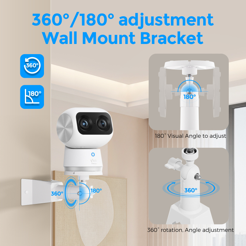 EufyS350 držiak na kameru do rohu — 360° otáčanie, hliníková zliatina, povrchová úprava palivové vstrekovanie, vnútorné aj vonkajšie použitie
