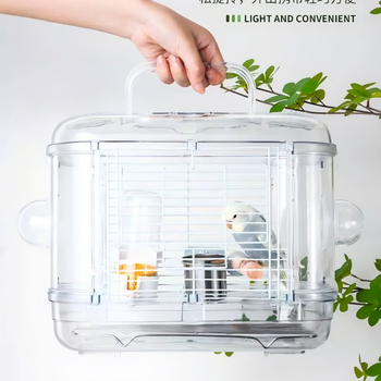 Akril utazó papagájketrec fogantyúval