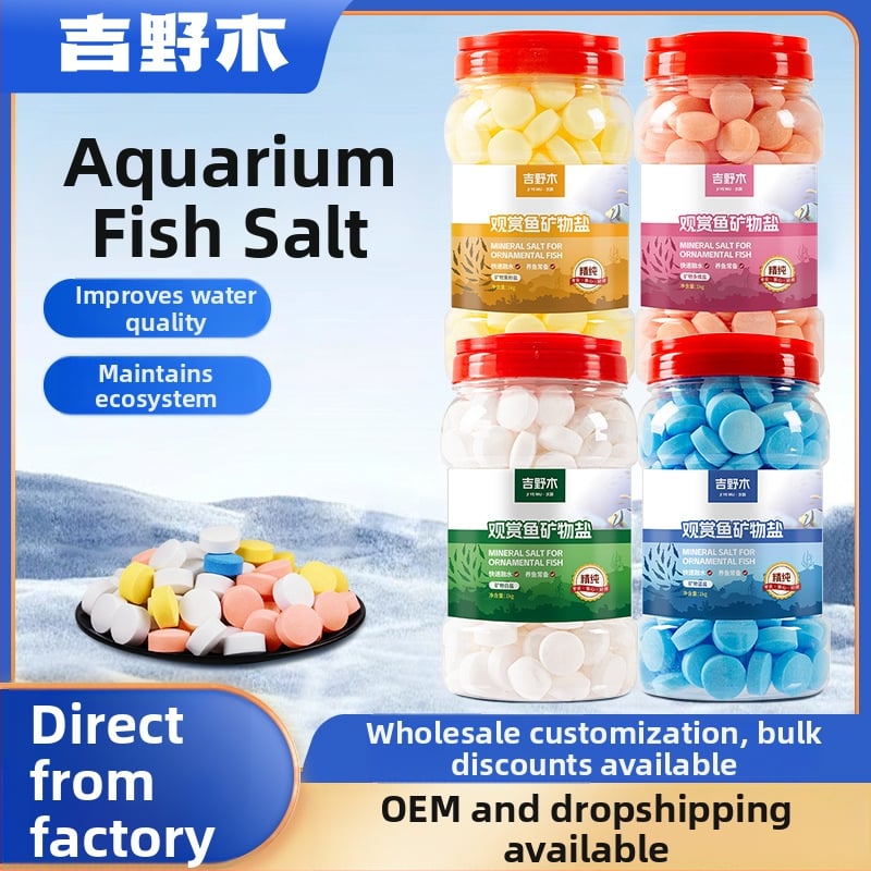 Minerálna soľ pre okrasné ryby — plastový materiál; značka Kiyono wood; hmotnosť 1000 g / 1500 g / 2500 g; vybavenie akvária