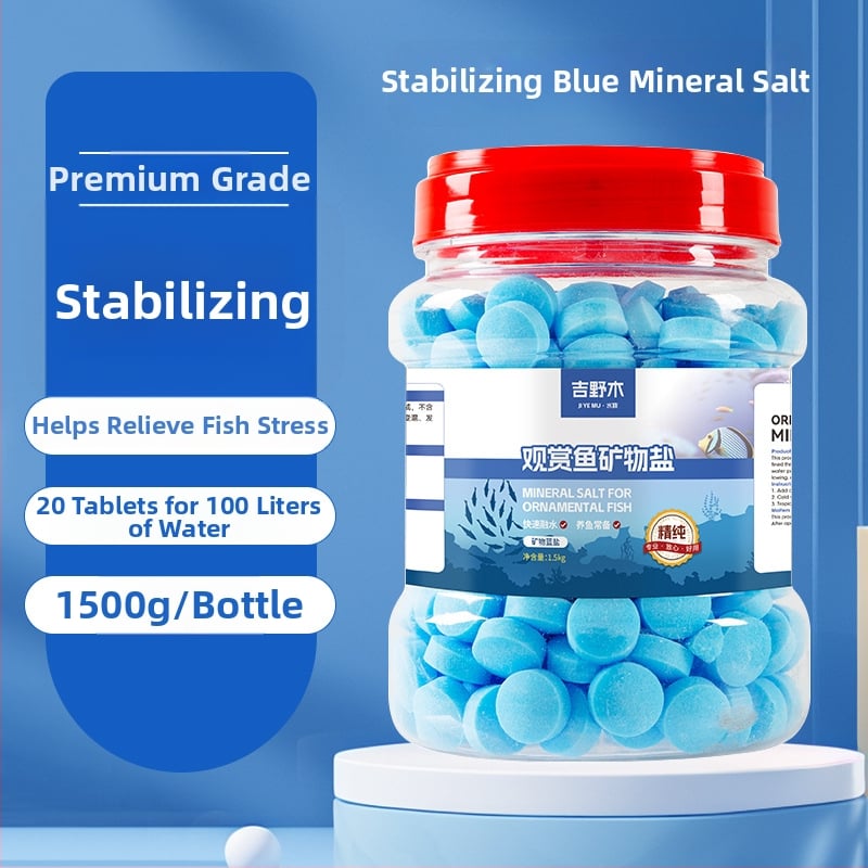 Minerálna soľ pre okrasné ryby — plastový materiál; značka Kiyono wood; hmotnosť 1000 g / 1500 g / 2500 g; vybavenie akvária