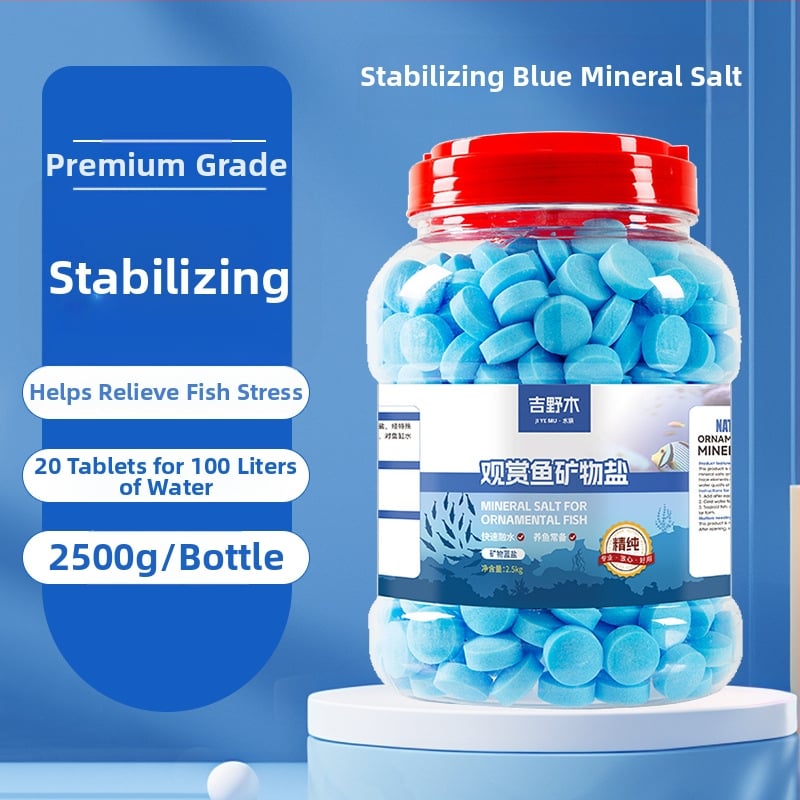 Minerálna soľ pre okrasné ryby — plastový materiál; značka Kiyono wood; hmotnosť 1000 g / 1500 g / 2500 g; vybavenie akvária