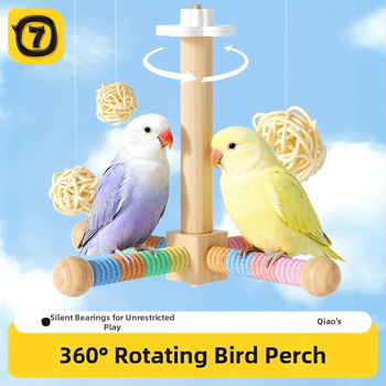 Drevený stojan na hračky pre papagaja, model QW10310, príslušenstvo k klietke, univerzálne, bez koliesok