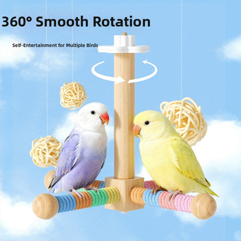 Drevený stojan na hračky pre papagaja, model QW10310, príslušenstvo k klietke, univerzálne, bez koliesok