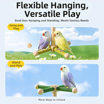 Drevený stojan na hračky pre papagaja, model QW10310, príslušenstvo k klietke, univerzálne, bez koliesok
