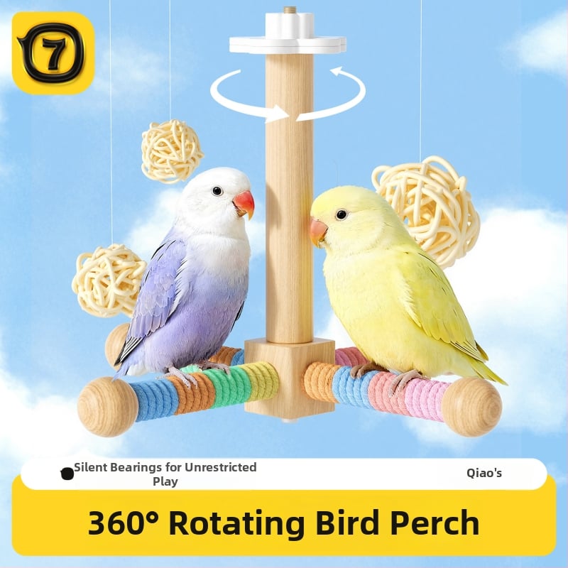 Drevený stojan na hračky pre papagaja, model QW10310, príslušenstvo k klietke, univerzálne, bez koliesok