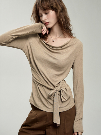 Tričko z Laisaier vlákna, dlhý rukáv, úzky strih, mestský štýl dojížďky, štandardná dĺžka