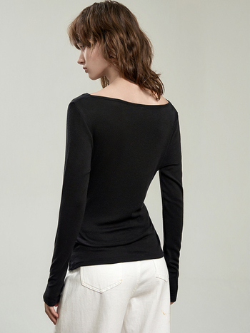 Tričko z Laisaier vlákna, dlhý rukáv, úzky strih, mestský štýl dojížďky, štandardná dĺžka