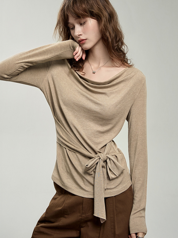 Tričko z Laisaier vlákna, dlhý rukáv, úzky strih, mestský štýl dojížďky, štandardná dĺžka