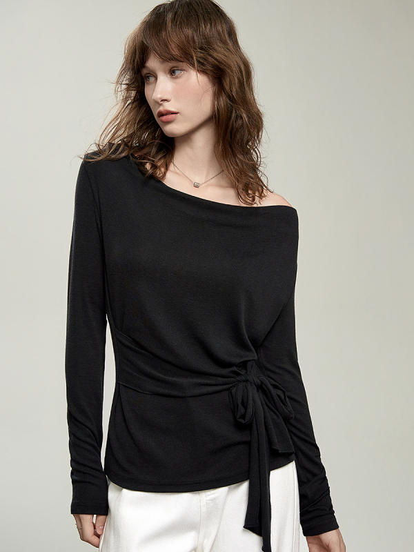 Tričko z Laisaier vlákna, dlhý rukáv, úzky strih, mestský štýl dojížďky, štandardná dĺžka