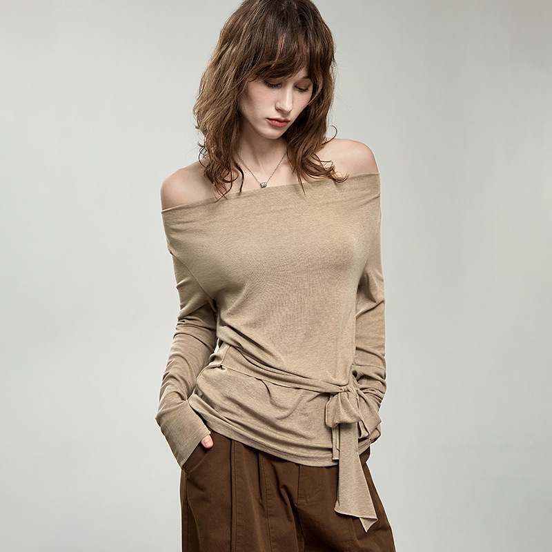 Tričko z Laisaier vlákna, dlhý rukáv, úzky strih, mestský štýl dojížďky, štandardná dĺžka