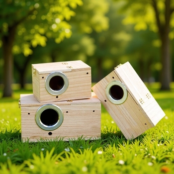 Paulownia drevené hniezdo pre vtáky s platformou, vonkajšie hniezdo pre papagájov