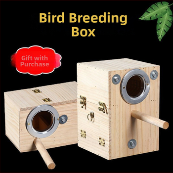 Budgie visací hniezdo z masívneho dreva pre vtáky na rozmnožovanie — značka Happy Parrot