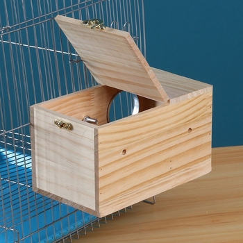 Budgie visací hniezdo z masívneho dreva pre vtáky na rozmnožovanie — značka Happy Parrot