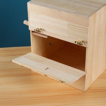 Budgie visací hniezdo z masívneho dreva pre vtáky na rozmnožovanie — značka Happy Parrot