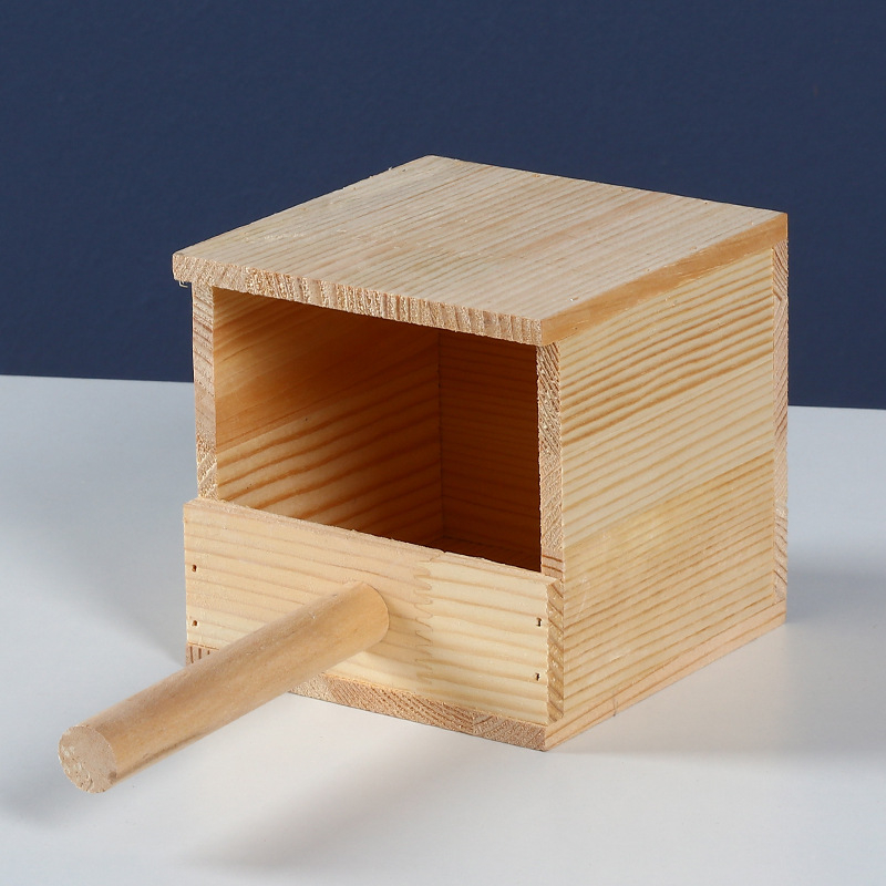 Budgie visací hniezdo z masívneho dreva pre vtáky na rozmnožovanie — značka Happy Parrot