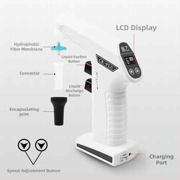 CK-PLU Elektrická pipeta – veľká kapacita, automatické nasávanie, nastaviteľná pipeta, hmotnosť 185 g