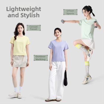 Dámske tričko s okrúhlym výstrihom, krátke rukávy, zmes polyester-spandex